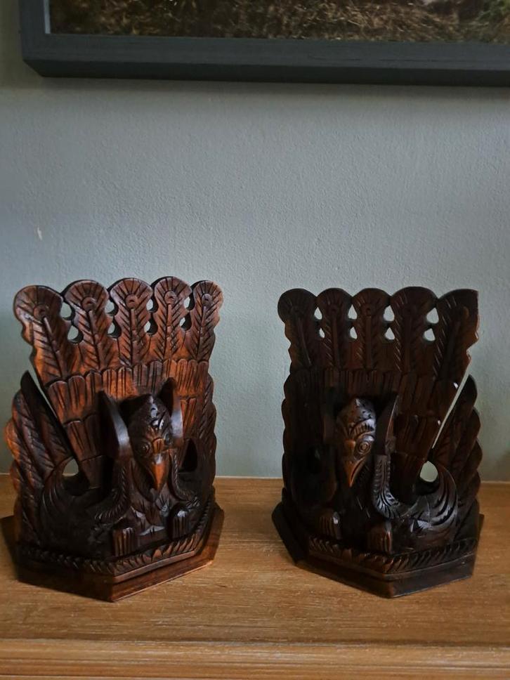 Antieke Garuda boekensteunen Indonesië, Antiek en Kunst, Kunst | Beelden en Houtsnijwerken, Ophalen of Verzenden