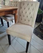 8 Beige klassiek landelijke eetkamerstoelen, Huis en Inrichting, Ophalen, Overige kleuren, Zo goed als nieuw, Stof
