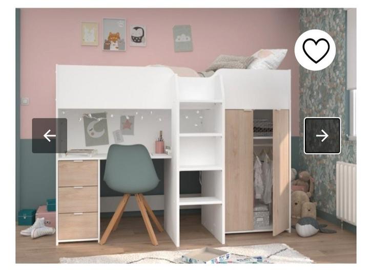 Hoogslaper, inclusief bureau en hangkast, Kinderen en Baby's, Kinderkamer | Stapelbedden en Hoogslapers, Zo goed als nieuw, Hoogslaper