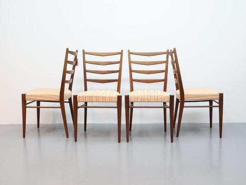 SALE | Pastoe | eetkamerstoelen | ST09, Huis en Inrichting, Stoelen, Gebruikt, Vier, Hout, Stof, Bruin, Ophalen