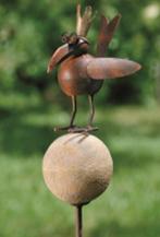 Tuinsteker, tuinprikker, tuinbeeld Vogel met goudkl kroontje, Tuin en Terras, Ophalen of Verzenden, Nieuw, Metaal, Dierenbeeld