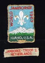 Wereld Jamboree 1967 Idaho Deelnemersbadge en nb NL Troop 2, Verzamelen, Scouting, Ophalen of Verzenden, Gebruikt, Embleem, Speld of Insigne