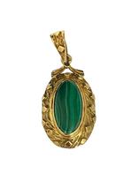 Vintage gouden hanger met malachiet, L 33 mm, Overige voorstellingen, Verzenden, Zo goed als nieuw, Info@nynkegardenier.nl
