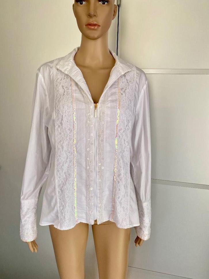 i414 Otto Kern maat 44=L blouse vest kant wit, Kleding | Dames, Blouses en Tunieken, Zo goed als nieuw, Maat 42/44 (L), Wit, Ophalen of Verzenden