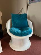 Witte ikea popptorp stoel met blauwe kussens, Huis en Inrichting, Stoelen, Ophalen, Stof, Gebruikt, Wit