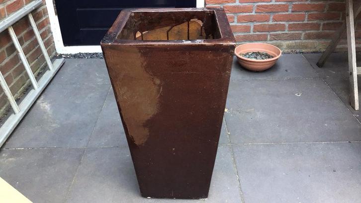 Mooie Hoge Vierkante Bloempot, Tuin en Terras, Bloembakken en Plantenbakken, Gebruikt, Overige materialen, Binnen, 60 cm of meer
