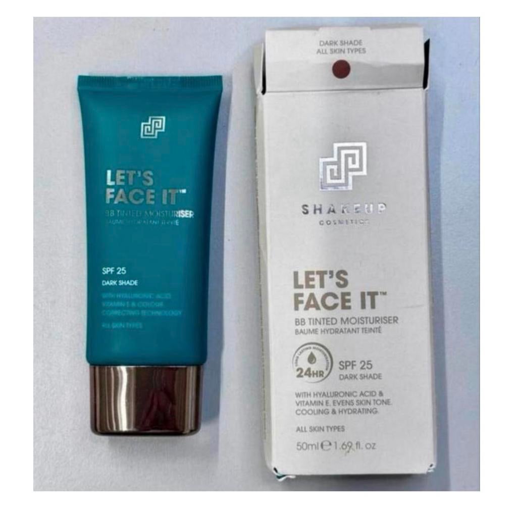 Shakeup - Let's Face It BB - Tinted Moisturiser Dark 50ml, Bruin, Gehele gezicht, Nieuw, Ophalen of Verzenden