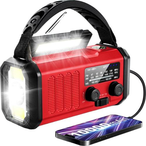 Noodradio - 10.000 mAh- Powerbank - Zwengel - Zonnepaneel, Audio, Tv en Foto, Radio's, Nieuw, Radio, Ophalen of Verzenden