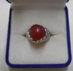 Zilveren aparte antieke ring met carneool maat 16.75 nr.722, Sieraden, Tassen en Uiterlijk, Antieke sieraden, Verzenden, Zilver