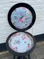 antieke zwarte tafel met bovenklep en bergruimte, Minder dan 55 cm, De doofpot, Rond, Ophalen of Verzenden