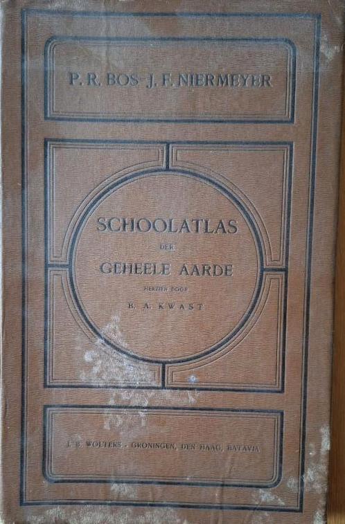 Bos-Niermeyer Schoolatlas der geheele aarde 1932, Boeken, Atlassen en Landkaarten, Gelezen, Bosatlas, Wereld, 1800 tot 2000, Ophalen of Verzenden