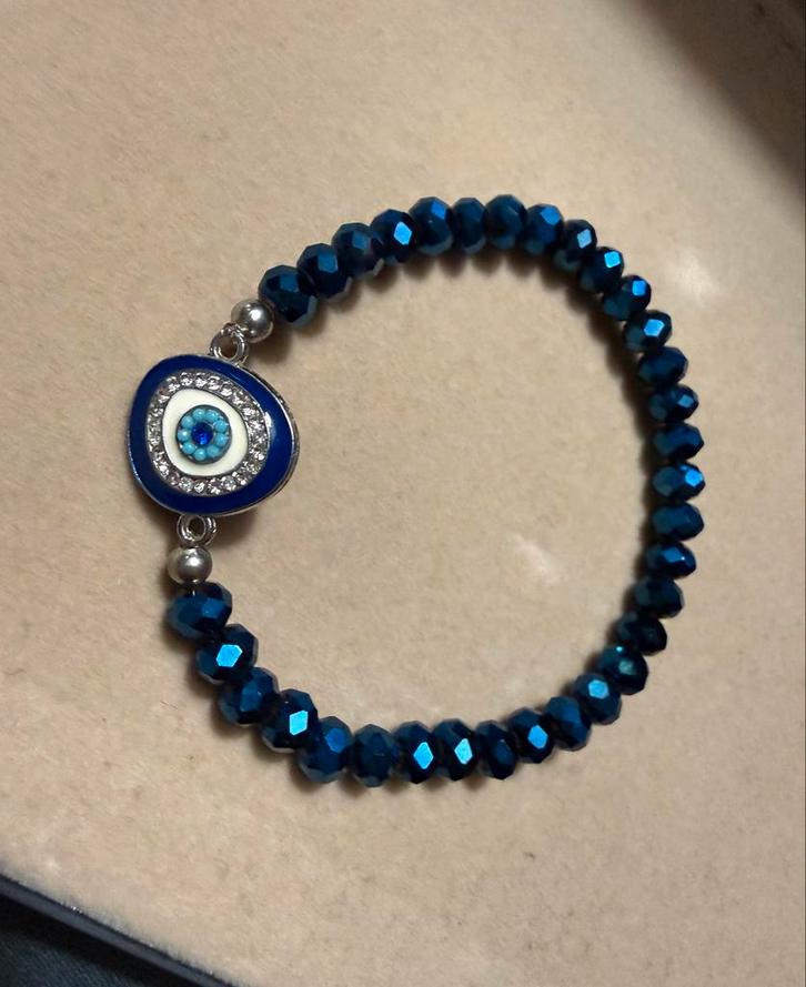 Bescherm jezelf met de Boze-Oog Armband, Sieraden, Tassen en Uiterlijk, Armbanden, Nieuw, Elastiek, Blauw, Met bedels of kralen