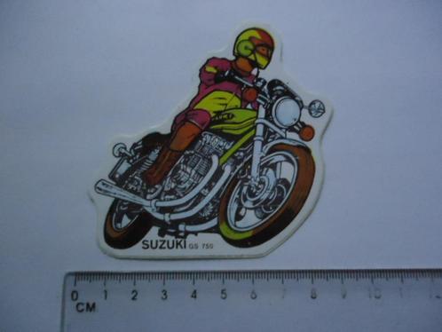 sticker oud SUZUKI GS 750 motorfiets oldtimer retro strip, Verzamelen, Stickers, Zo goed als nieuw, Bedrijf of Vereniging, Verzenden