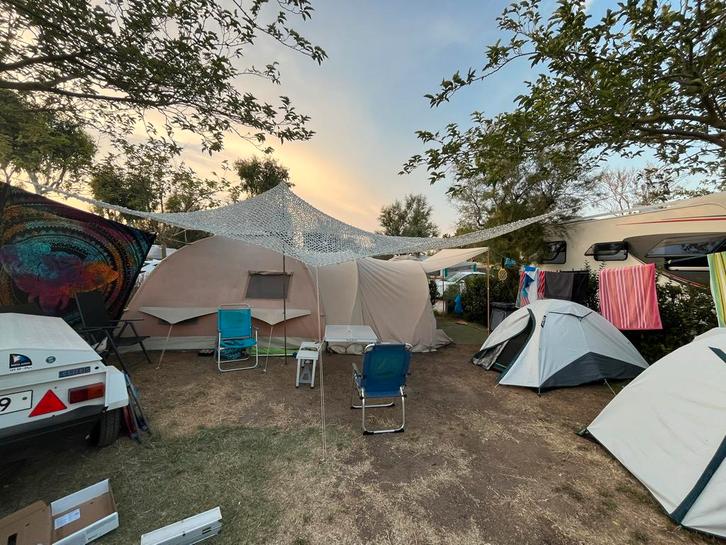 Karsten Opblaastent 350x350 Compleet met Accessoires, Caravans en Kamperen, Tenten, tot en met 5, Gebruikt, Verzenden