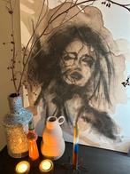 Nieuw canvas met houtskool en koffie, Antiek en Kunst, Kunst | Schilderijen | Modern, Ophalen