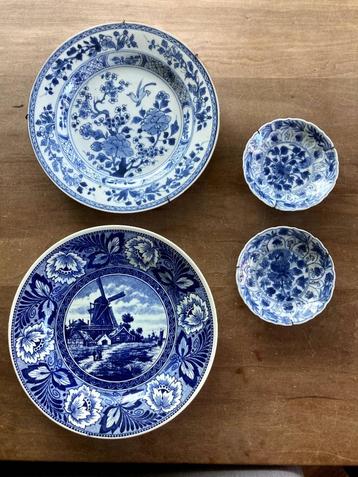 Delfts Blauw antieke wandborden (4x) beschikbaar voor biedingen
