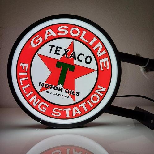 Verlicht muurbord / lichtbak van TEXACO Motor oils, Verzamelen, Merken en Reclamevoorwerpen, Gebruikt, Lichtbak of (neon) lamp