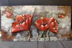 3D metalen schilderij rode bloemen, Huis en Inrichting, Schilderij, Zo goed als nieuw, 100 tot 125 cm, 50 tot 75 cm