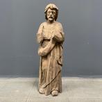 Oud onafgemaakt uit hout gesneden pater of monnik beeld, Antiek en Kunst, Kunst | Beelden en Houtsnijwerken, Ophalen of Verzenden