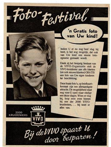 2 VIVO Advertenties FOTO FESTIVAL 1952 SPECIALE AANBIEDING beschikbaar voor biedingen