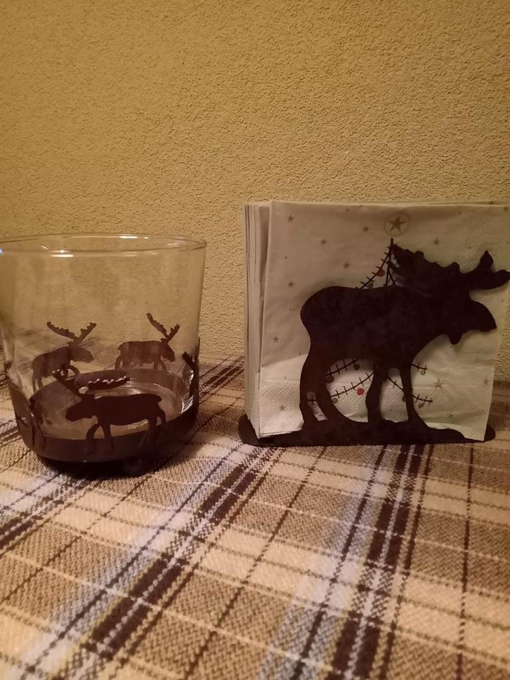 KERST  Servethouder & Waxinelichthouder Rendier 80/90, Antiek en Kunst, Curiosa en Brocante, Ophalen of Verzenden