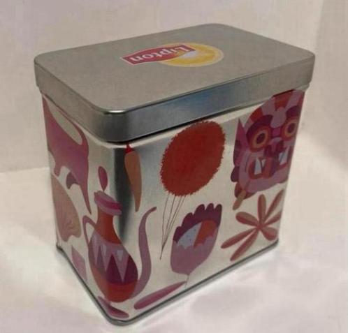 Nieuw blik van Lipton thee met rondom print. Roze tinten., Verzamelen, Blikken, Zo goed als nieuw, Overige merken, Ophalen of Verzenden
