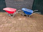 Degelijke blauwe kruiwagen met kunststof bak, Ophalen, Gebruikt