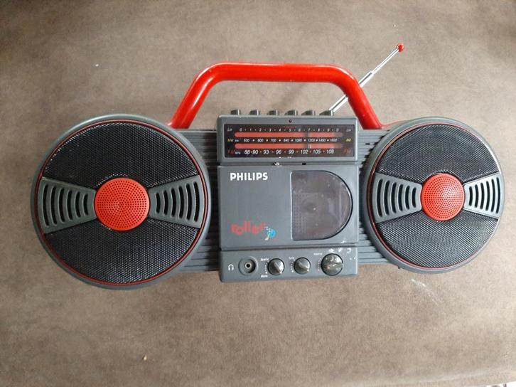 Vintage Philips Roller Radio/Cassettespeler, Audio, Tv en Foto, Radio's, Gebruikt, Radio, Ophalen
