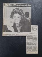 Actrice Sophia Loren VN-ambassadrice (krant 1992), Ophalen of Verzenden, 1980 tot heden, Knipsel(s)