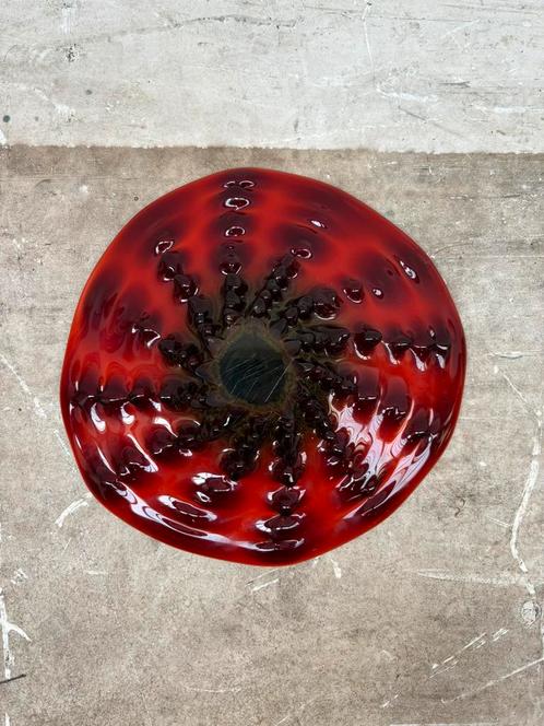 Zware handgeblazen Murano schaal – wit/rood – 39 cm, Huis en Inrichting, Woonaccessoires | Schalen en Manden, Zo goed als nieuw