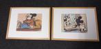 Mickey/ Minnie Disney Litho's ingelijsd, Verzamelen, Disney, Mickey Mouse, Plaatje of Poster, Zo goed als nieuw, Ophalen