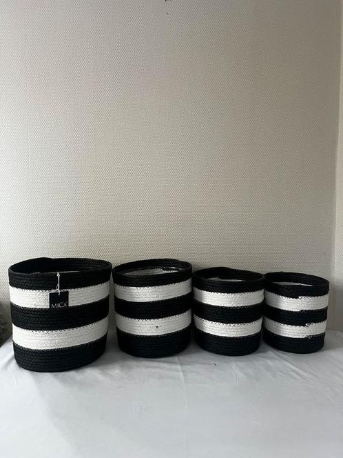 Mica mandenset zwart wit (4 stuks) –nieuw, Huis en Inrichting, Kamerplanten, Overige soorten, Minder dan 100 cm, Ophalen of Verzenden