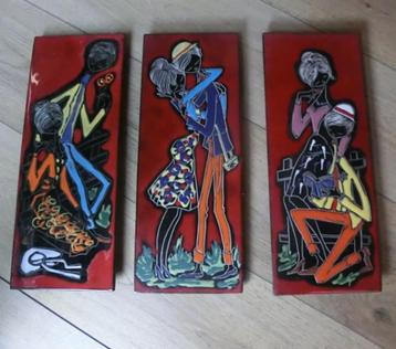 3 keramische panelen formaat elk 15x39 cm beschikbaar voor biedingen