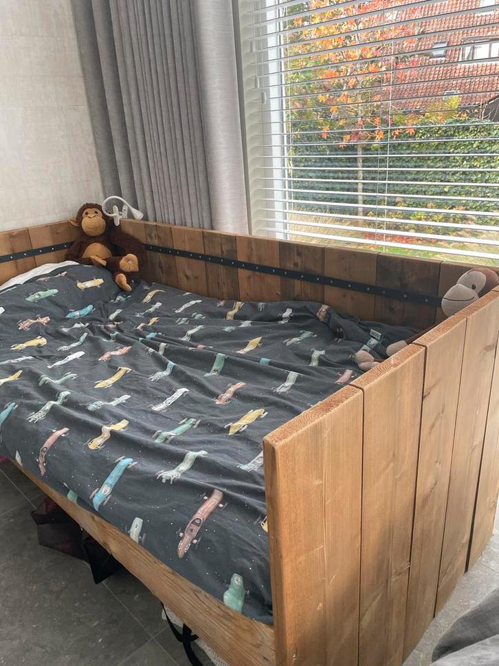 Steigerhouten Bedbank 90x200 - 1 Persoons, Kinderen en Baby's, Kinderkamer | Bedden, Zo goed als nieuw, 180 cm of meer, 85 tot 100 cm