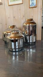 Mooie zilver, glazen vazen, Overige kleuren, Ophalen of Verzenden, Minder dan 50 cm, Glas