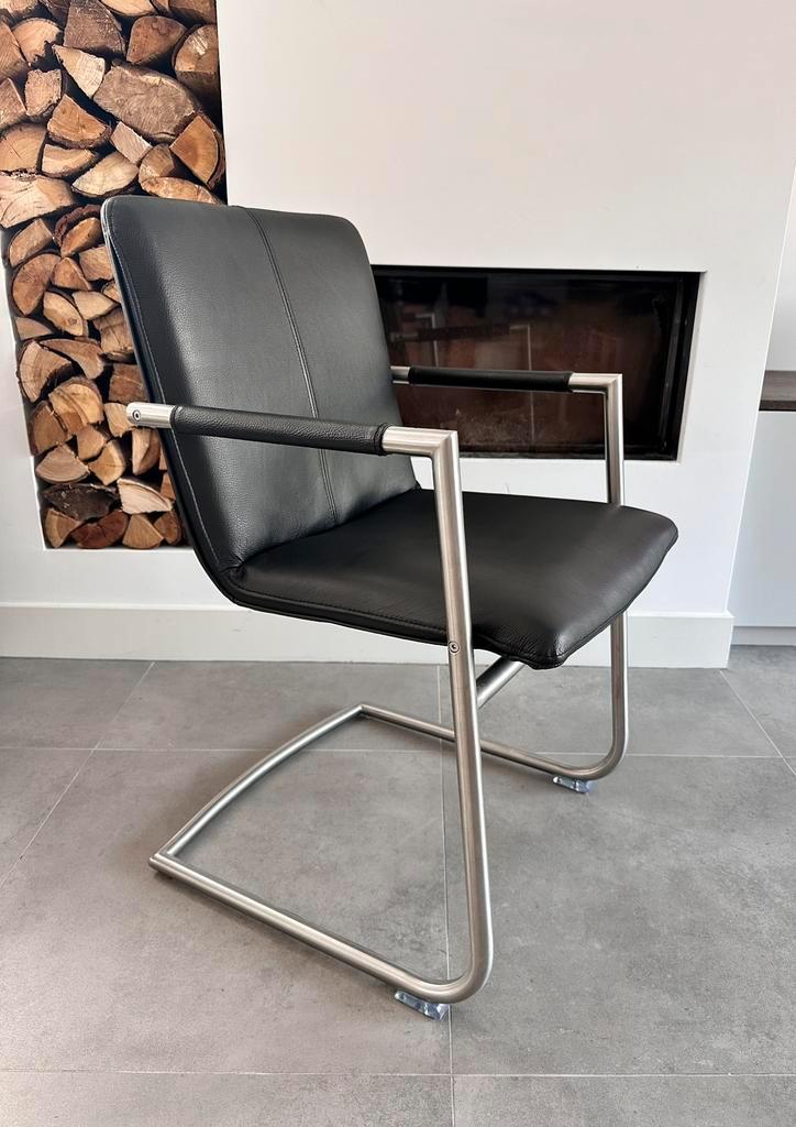 4/6/8/10 zwart leder Henders & Hazel design eetkamerstoelen, Huis en Inrichting, Stoelen, Zo goed als nieuw, Vijf, Zes of meer stoelen