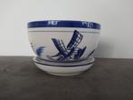 Vintage Delfts blauwe stijl bloempot met onderbord, Ophalen of Verzenden