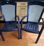 Twee blauwe tuinstoelen Jardin, Tuin en Terras, Tuinstoelen, Ophalen, Gebruikt, Kunststof, Stapelbaar