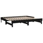 Slaapbank uitschuifbaar 2x(80x200) cm massief grenenhout zwa, Variato store, 2441EA, Tweepersoons, Ophalen of Verzenden