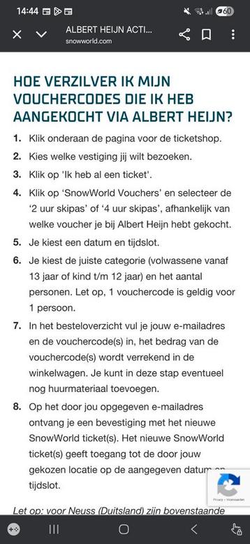 2 uur skiën bij Skiworld Nederland – codes te koop (€20 p.st beschikbaar voor biedingen