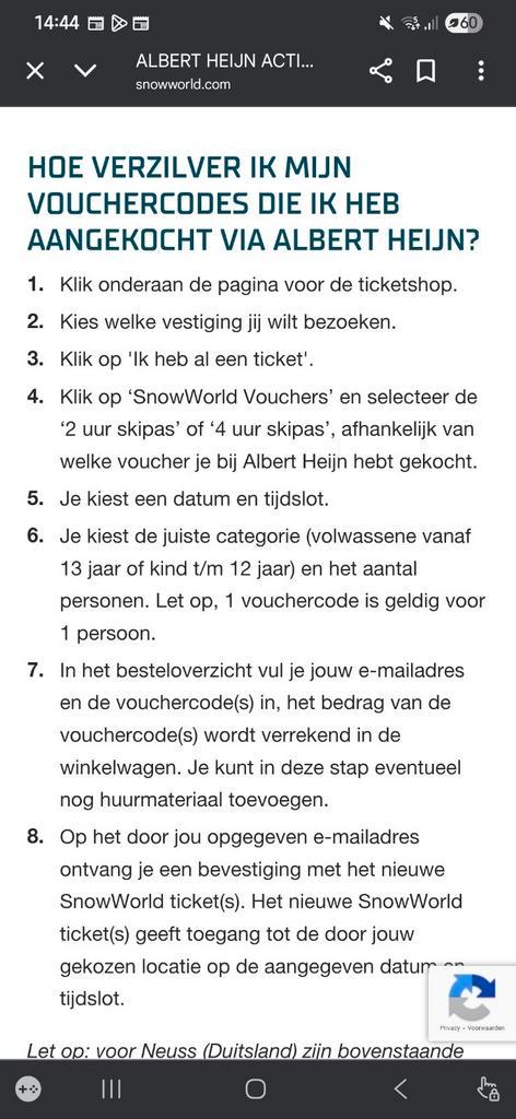 2 uur skiën bij Skiworld Nederland – codes te koop (€20 p.st, Tickets en Kaartjes, Kortingen en Cadeaubonnen, Eén persoon, Overige typen