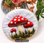 DIY Wolvilt Schilderij Complete Set Beginners paddestoelen, Ophalen of Verzenden, Nieuw, Handborduren, Borduurpakket