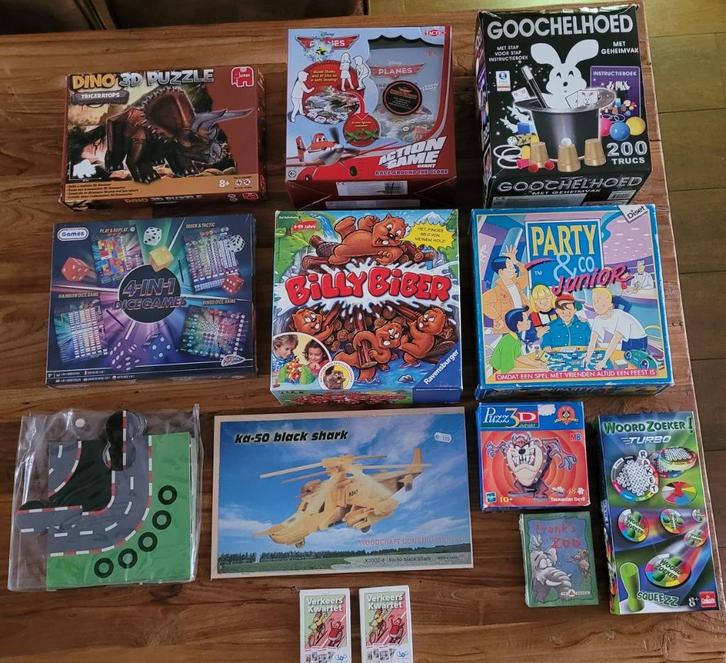 Partij diverse gezelschapsspellen, puzzels, goochelen, Hobby en Vrije tijd, Gezelschapsspellen | Bordspellen, Gebruikt, Ophalen of Verzenden