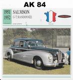 ak84 autokaart salmson g - 72 randonnee ( 1951 - 1952 ), Ophalen of Verzenden, Zo goed als nieuw