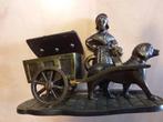 Brons beeld, melkverkoopster met hondenkar - eind 19de eeuw., Antiek en Kunst, Antiek | Koper en Brons, Ophalen of Verzenden, Brons