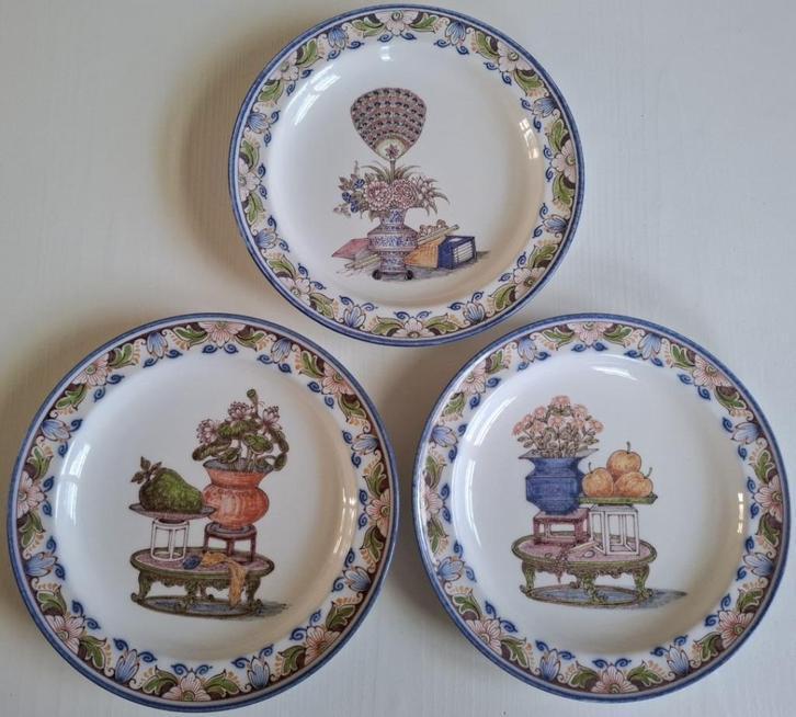 3 Oude grote Zenith wandborden, polychroom aardewerk Gouda, Antiek en Kunst, Antiek | Wandborden en Tegels, Ophalen of Verzenden