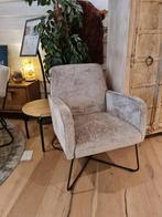 Luxe Fauteuil zilver grijs | Showroommodel Houtmijn, Metaal, Nieuw, 75 tot 100 cm, Ophalen of Verzenden