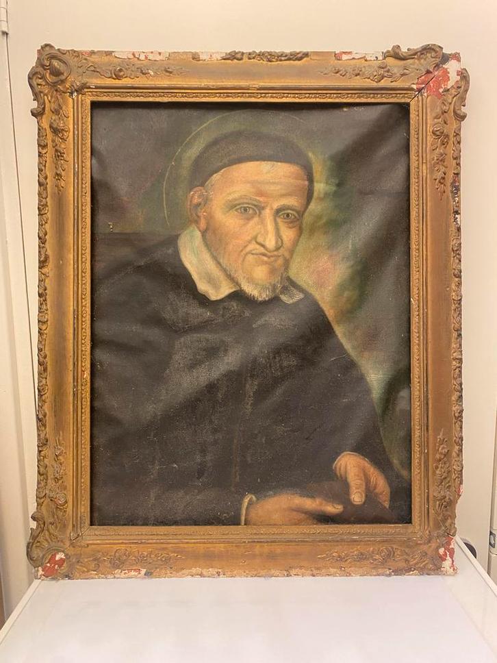 Oud Religieus Vincentius a Paulo Vergulde klassiek Portret, Antiek en Kunst, Kunst | Schilderijen | Klassiek, Ophalen of Verzenden