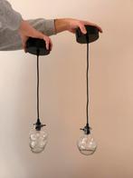 Twee organische glazen hanglampen - in hoogte verstelbaar, Ophalen, Japandi, Minder dan 50 cm, Glas