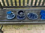 4 blauwe kop en schotels en 3 mokken, Huis en Inrichting, Keuken | Servies, Ophalen, Zo goed als nieuw, Overige stijlen, Kop(pen) en/of Schotel(s)